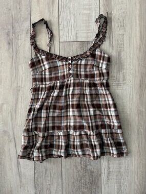 Hollister Y2K Longline Ruffle Icon Tunic Babydoll Top